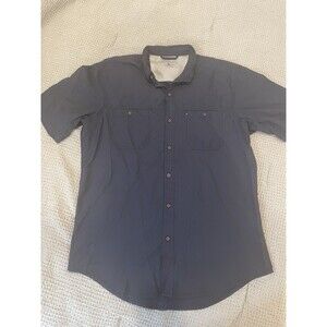 GH Bass Shirt Mens Medium Navy Blue Short Sleeve Button Up Mesh